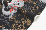 Japanese Fabric Dragon Dobby - black, metallic gold, red - 50cm