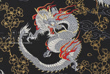 Japanese Fabric Dragon Dobby - black, metallic gold, red - 50cm