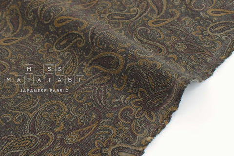 DEADSTOCK Japanese Fabric Ripple Corduroy Paisley - brown - 50cm