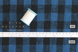 DEADSTOCK Japanese Fabric Nep Cotton Check - blue, black - 50cm