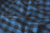 DEADSTOCK Japanese Fabric Nep Cotton Check - blue, black - 50cm