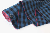 DEADSTOCK Japanese Fabric Nep Cotton Check - blue, black - 50cm