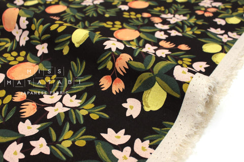 Cotton + Steel Primavera Canvas - Citrus Floral black - 50cm