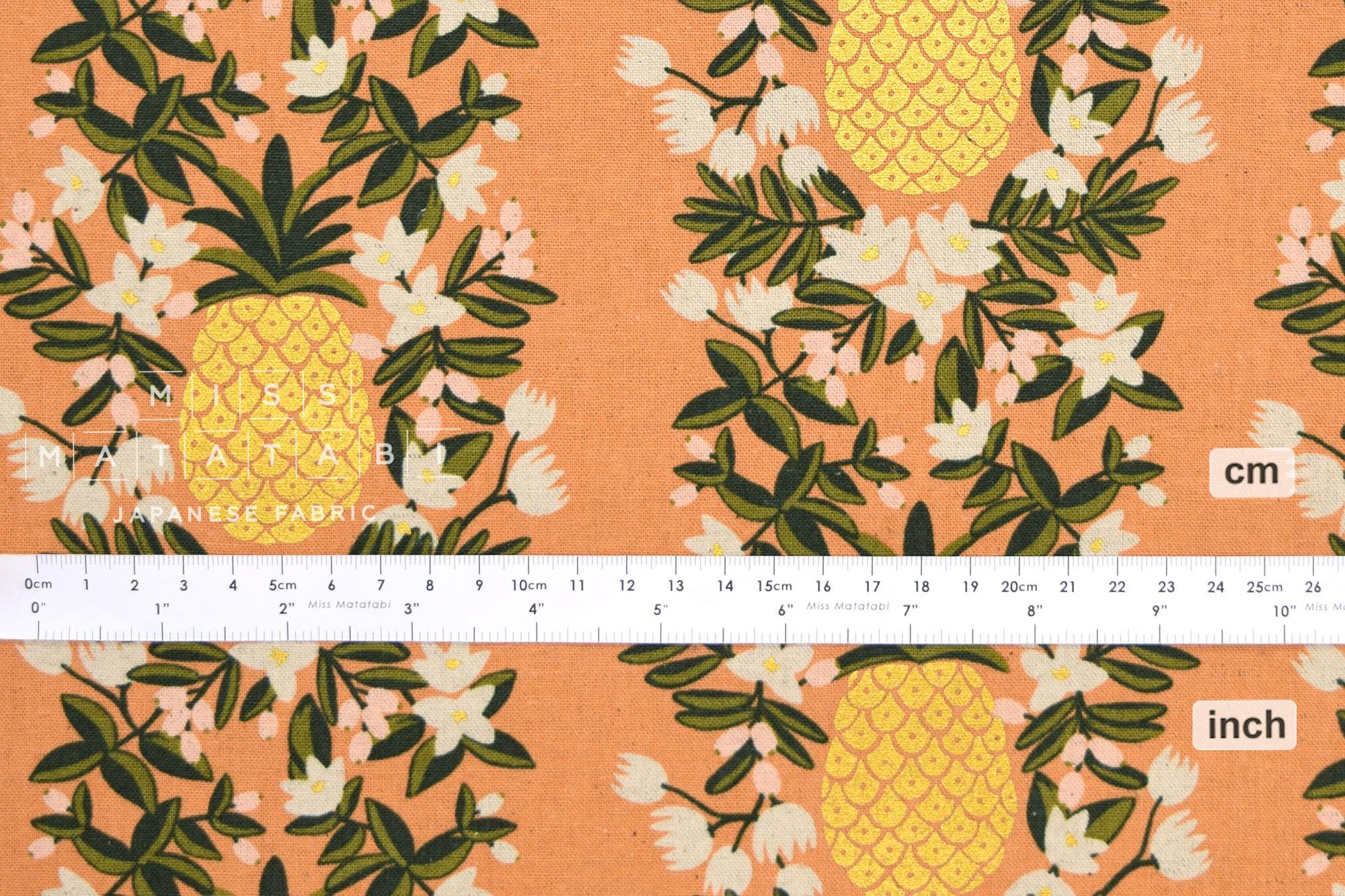 Cotton + Steel Primavera Canvas - Pineapple Stripe peach - 50cm