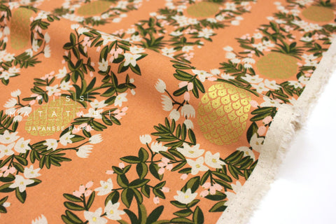 Cotton + Steel Primavera Canvas - Pineapple Stripe peach - 50cm