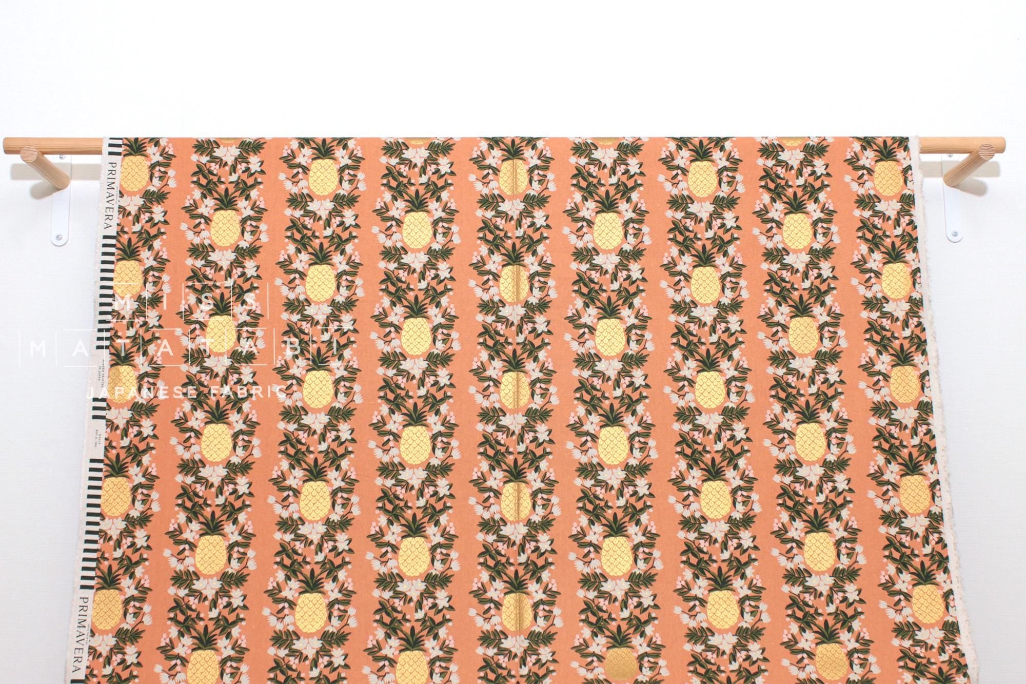 Cotton + Steel Primavera Canvas - Pineapple Stripe peach - 50cm