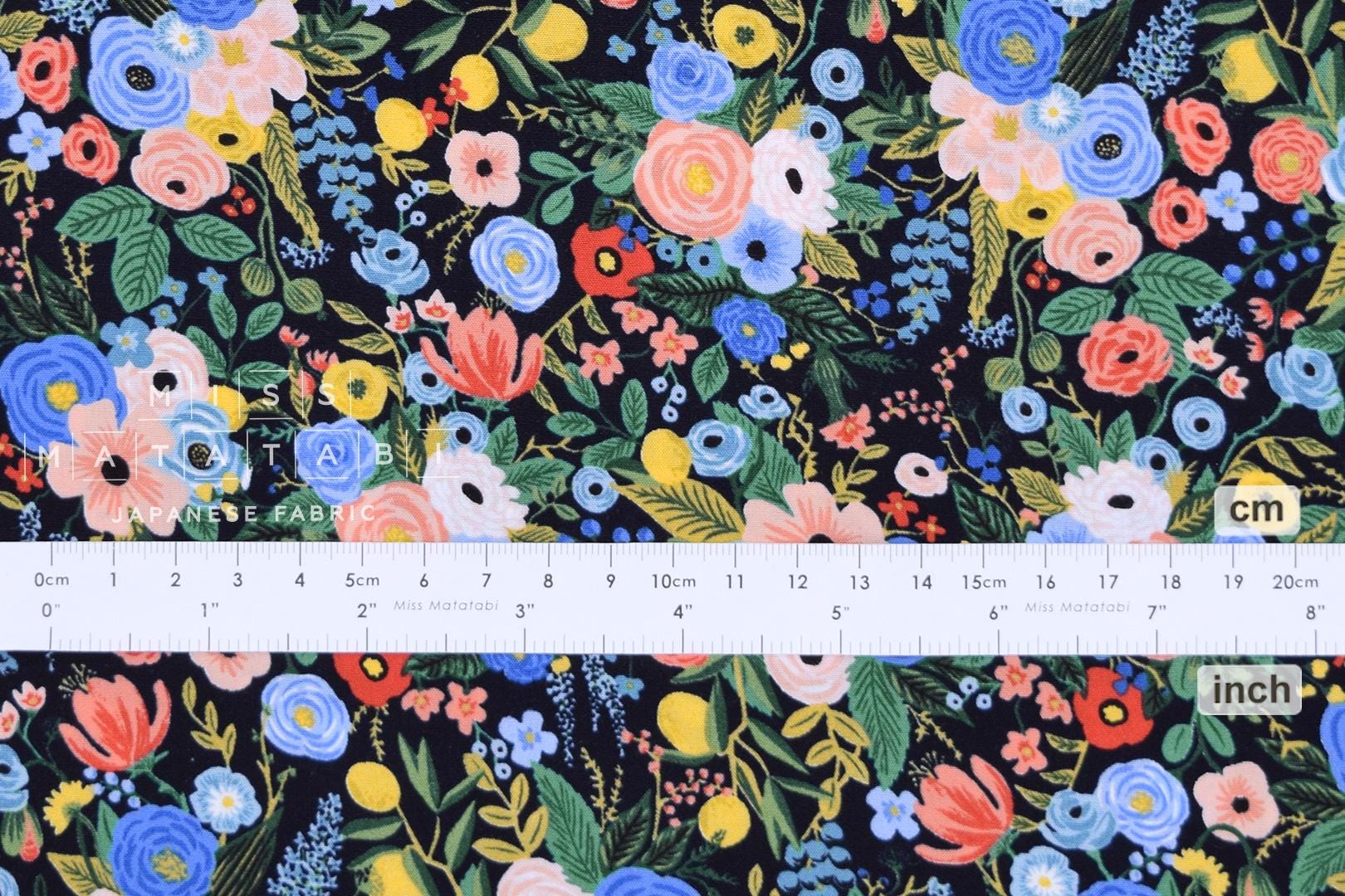 Cotton + Steel Wildwood Rayon - Petite Garden navy - 50cm