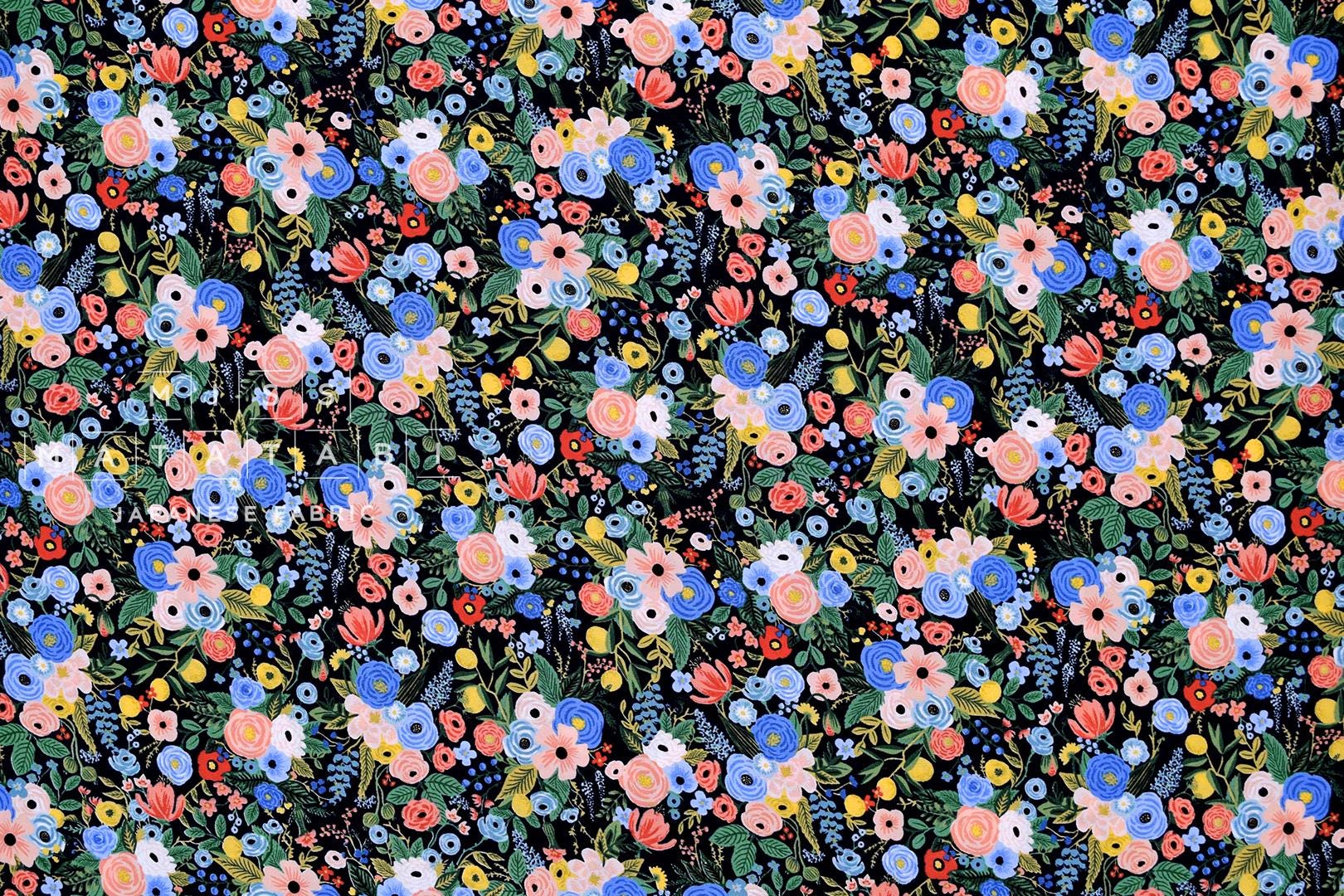 Cotton + Steel Wildwood Rayon - Petite Garden navy - 50cm