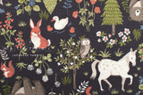 DEADSTOCK Japanese Fabric Woodland Creatures I - dark navy blue - 50cm