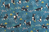 DEADSTOCK Japanese Fabric Woodland Creatures II - teal blue - 50cm