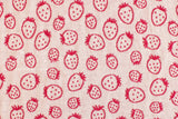 Japanese Fabric Strawberries Reversible Double Knit - red, cream - 50cm