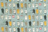 Japanese Fabric Cotton Ripple Cats on the Line - C - 50cm