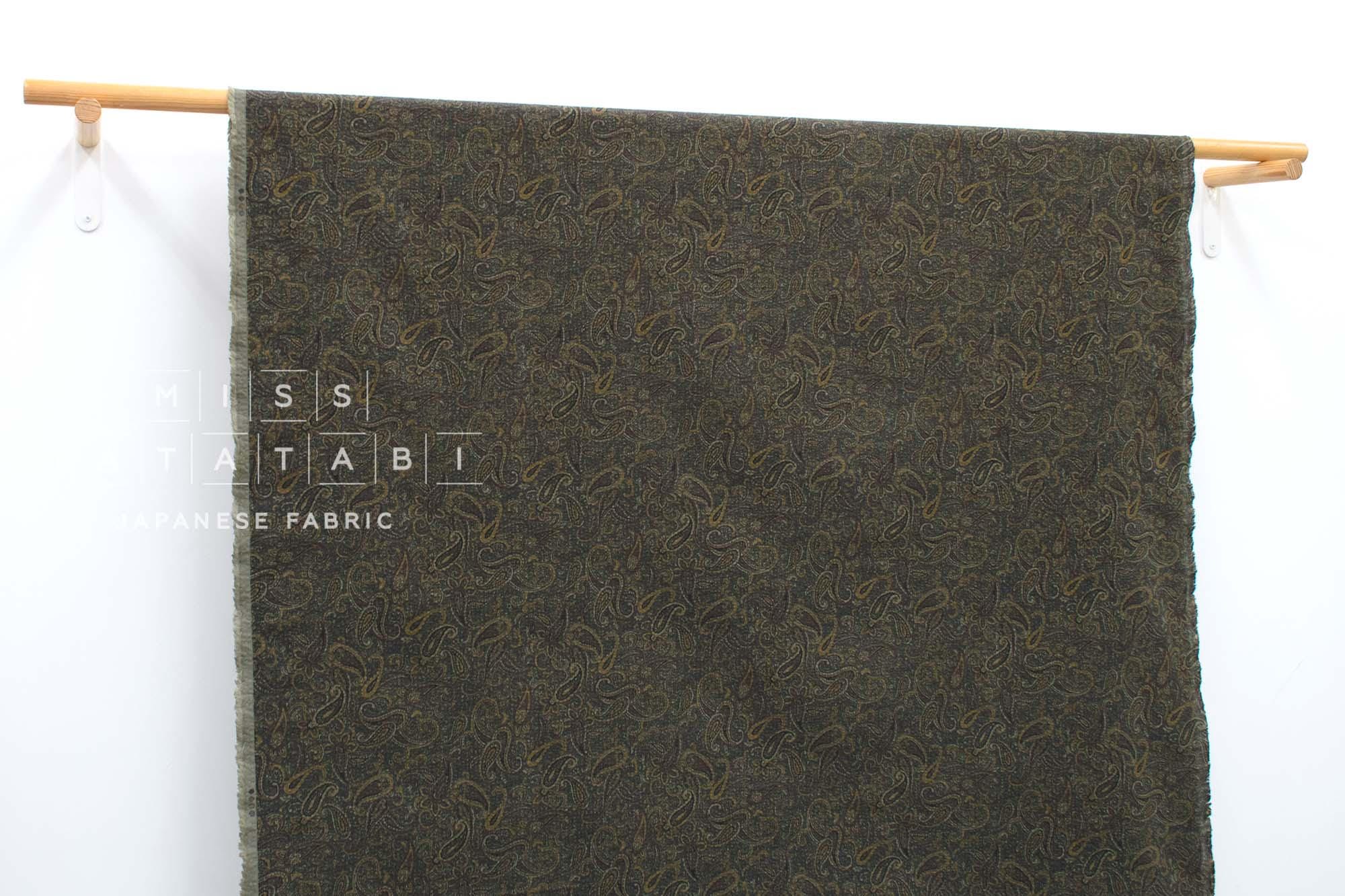 DEADSTOCK Japanese Fabric Ripple Corduroy Paisley - brown - 50cm