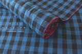 DEADSTOCK Japanese Fabric Nep Cotton Check - blue, black - 50cm