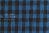 DEADSTOCK Japanese Fabric Nep Cotton Check - blue, black - 50cm