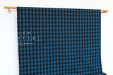 DEADSTOCK Japanese Fabric Nep Cotton Check - blue, black - 50cm