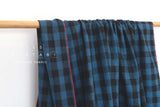 DEADSTOCK Japanese Fabric Nep Cotton Check - blue, black - 50cm