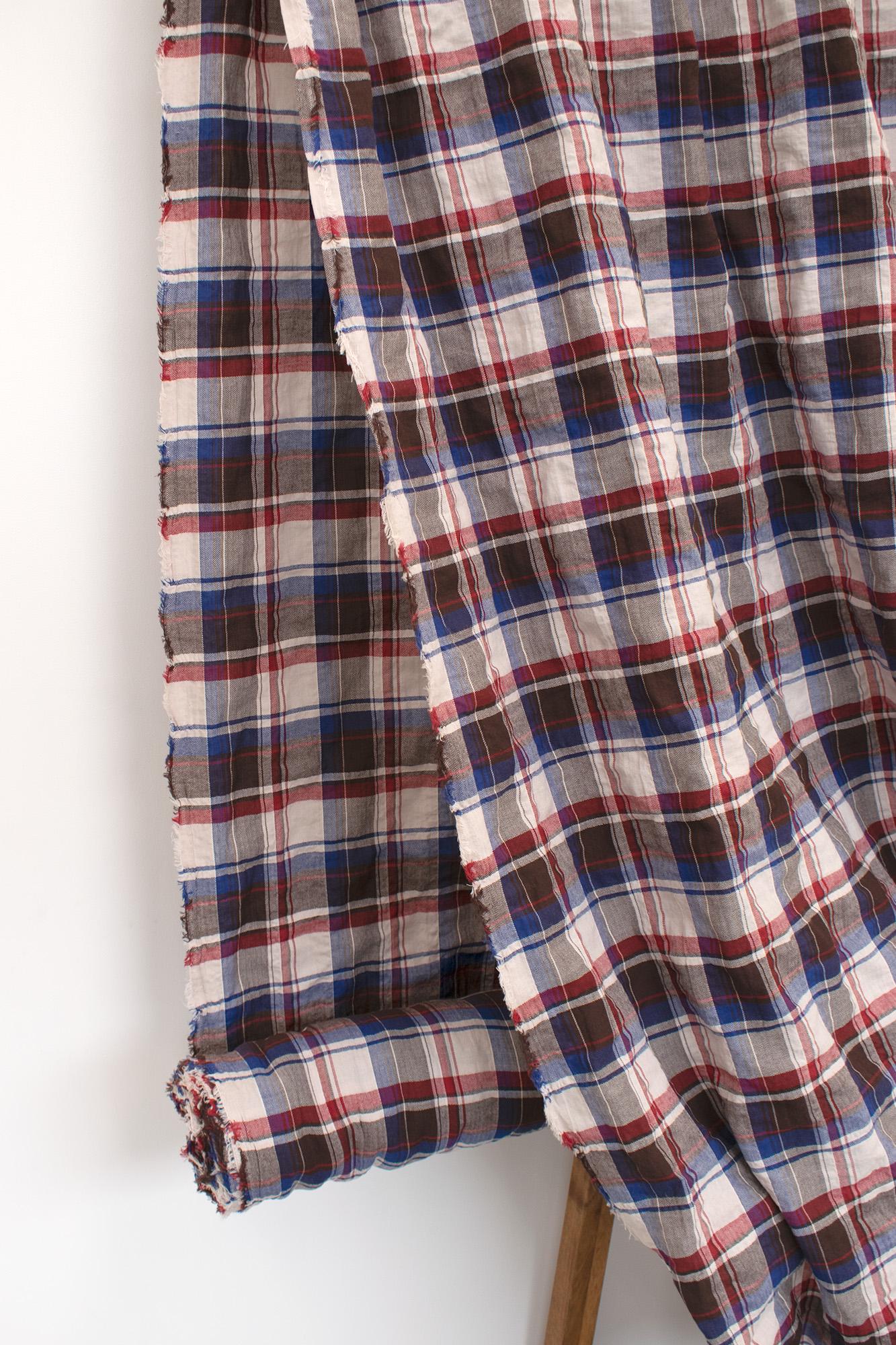 DEADSTO0CK Japanese Fabric Yarn-Dyed Plaid Herringbone - red - 50cm