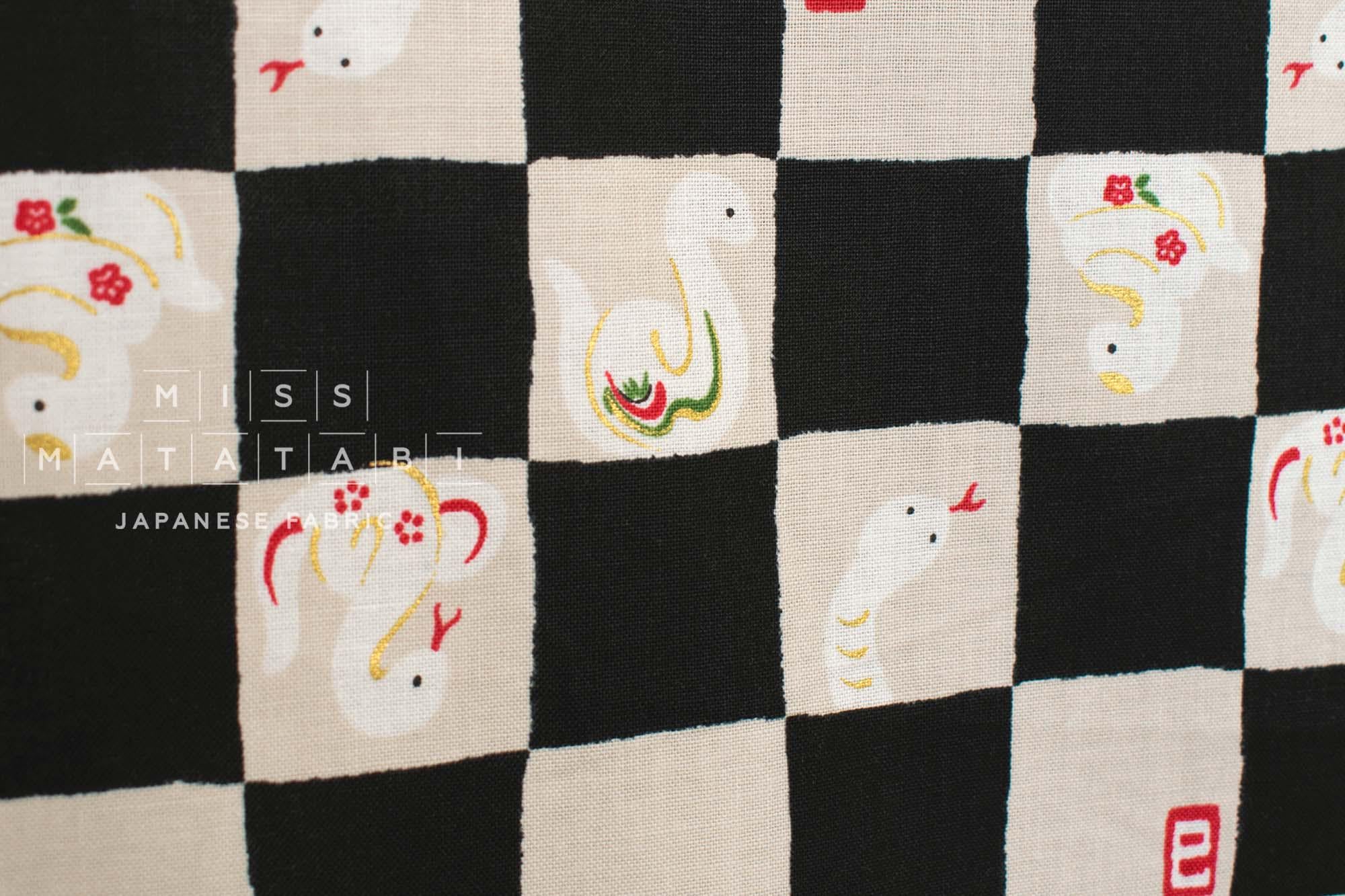 Japanese Fabric Year of the Snake - A, metallic gold - 50cm