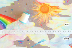 Japanese Fabric Rainbows and Shooting Stars - A - 50cm