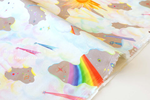 Japanese Fabric Rainbows and Shooting Stars - A - 50cm