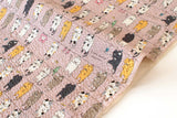 Japanese Fabric Cotton Ripple Cats on the Line - E - 50cm