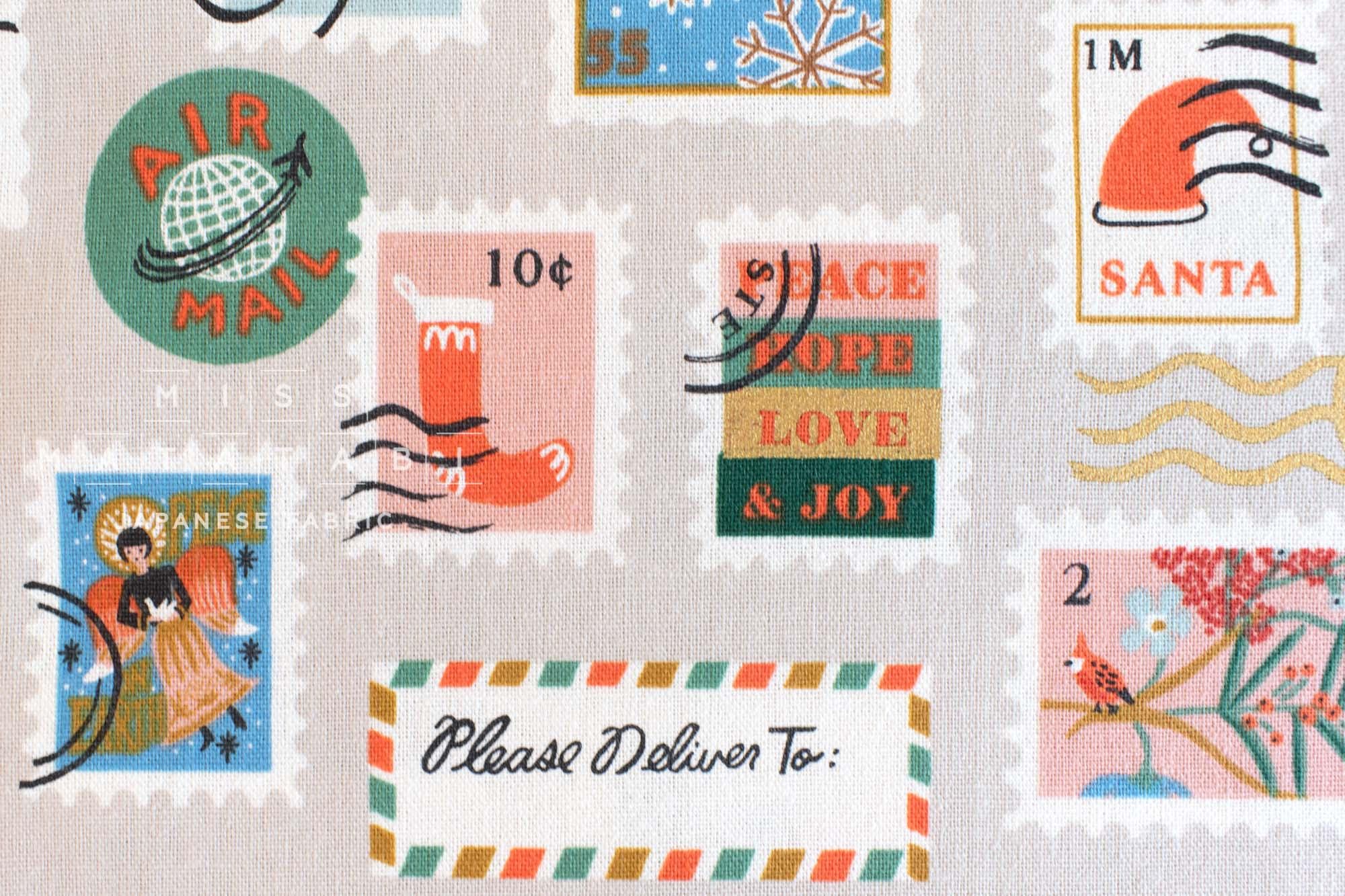 Cotton + Steel Holiday Classics Canvas - Holiday Stamps cream - 50cm