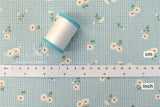 DEADSTOCK Japanese Fabric Daisy Grid - aqua blue - 50cm