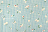 DEADSTOCK Japanese Fabric Daisy Grid - aqua blue - 50cm