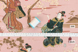 Japanese Fabric Utagawa Kuniyoshi Sumidagawa no Asagiri - pink - 50cm