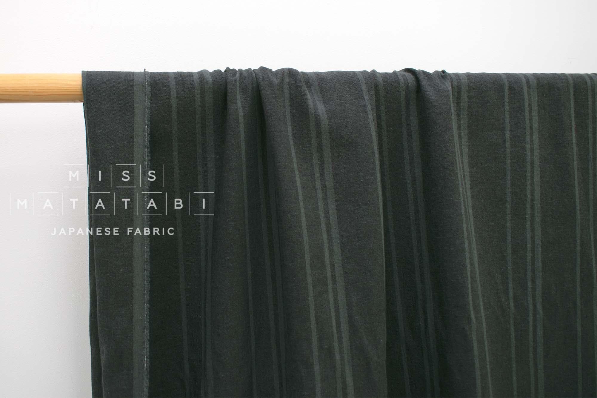 DEADSTOCK Japanese Fabric Yarn Dyed Linen Blend - green grey - 50cm