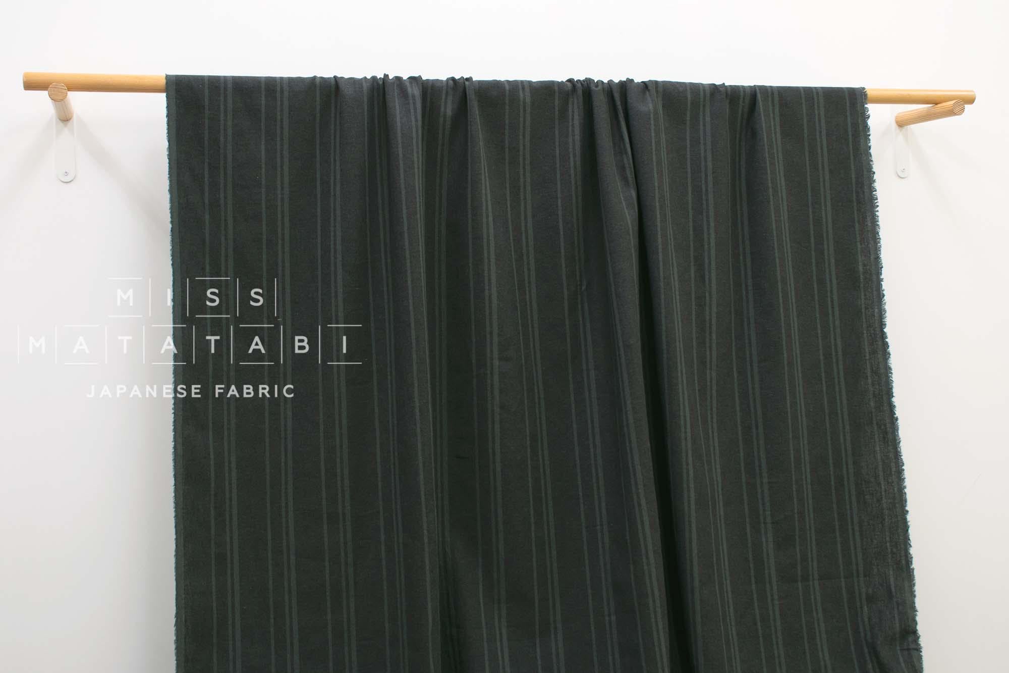 DEADSTOCK Japanese Fabric Yarn Dyed Linen Blend - green grey - 50cm