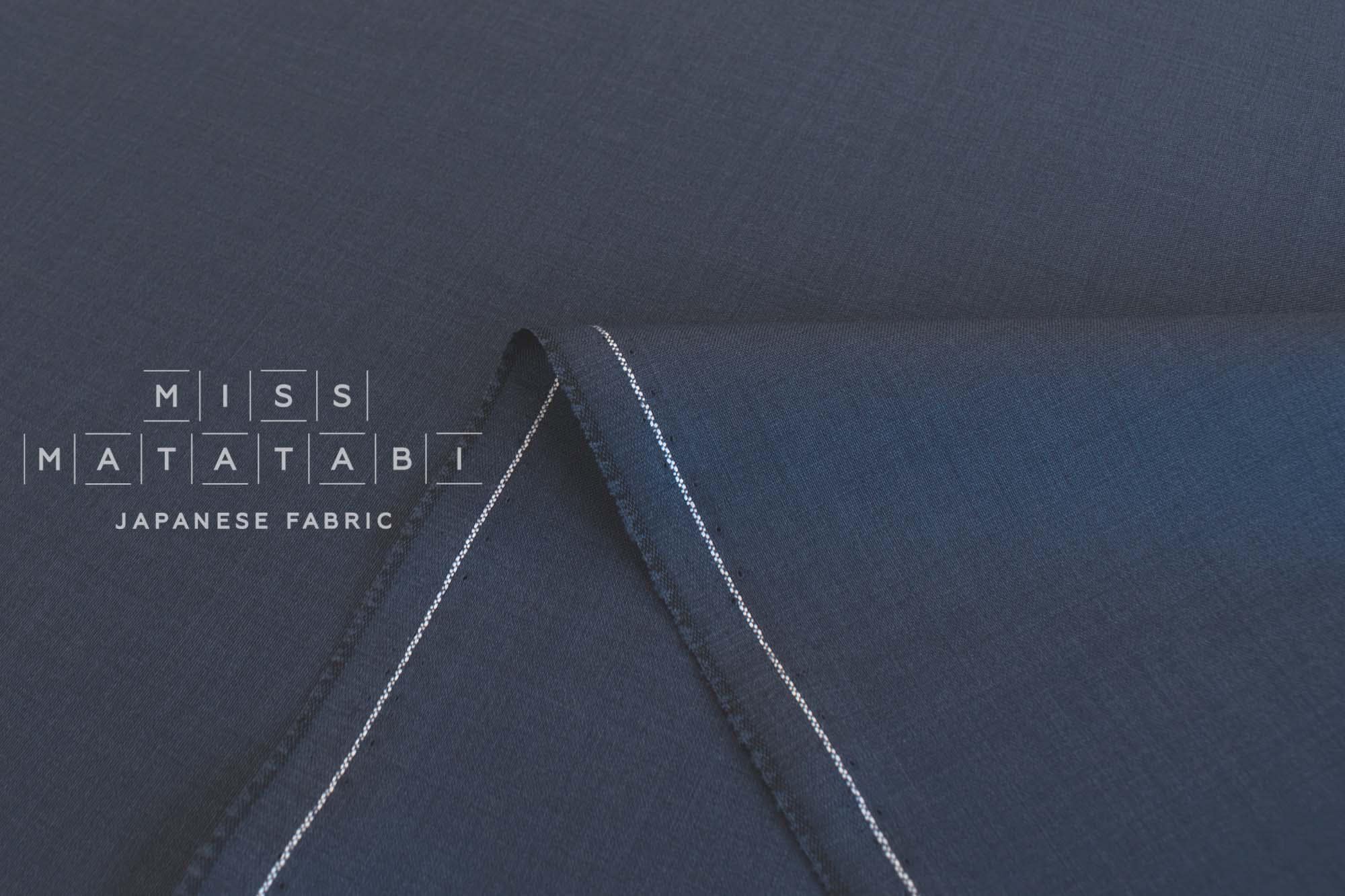 DEADSTOCK Japanese Fabric 100% wool suiting - blue - 50cm