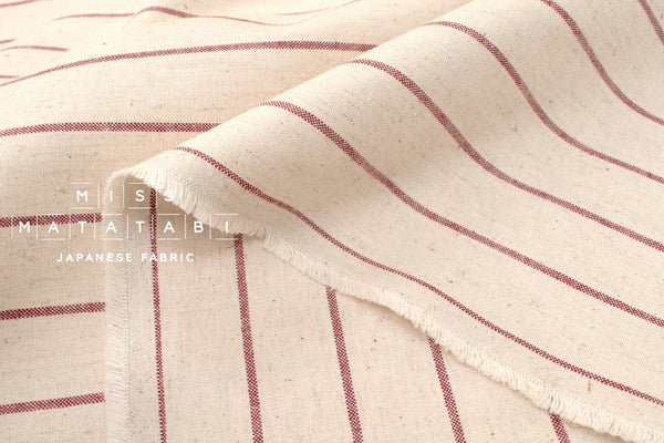 DEADSTOCK Japanese Fabric Linen Blend Stripe - cream - 50cm