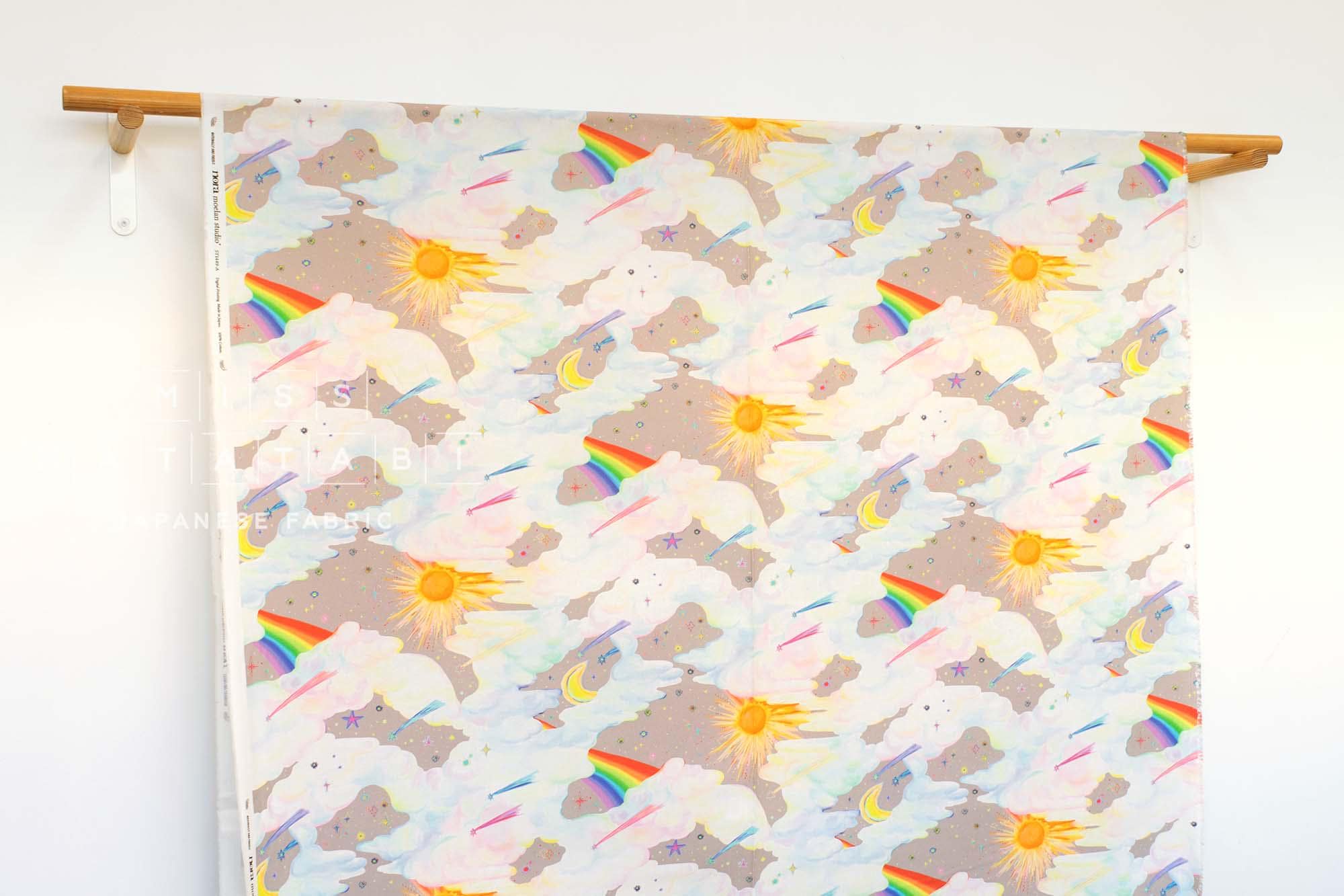 Japanese Fabric Rainbows and Shooting Stars - A - 50cm