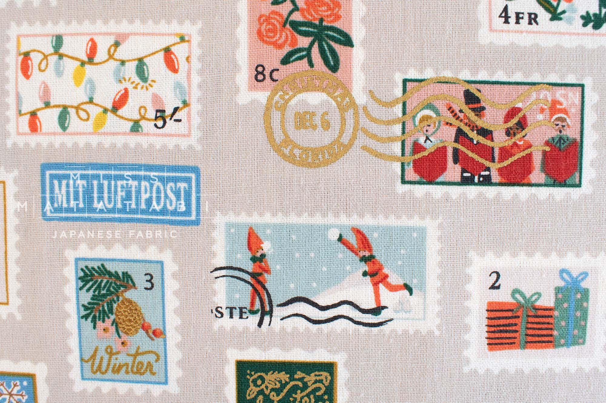 Cotton + Steel Holiday Classics Canvas - Holiday Stamps cream - 50cm