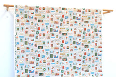 Cotton + Steel Holiday Classics Canvas - Holiday Stamps cream - 50cm