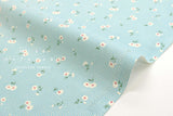 DEADSTOCK Japanese Fabric Daisy Grid - aqua blue - 50cm