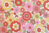 Japanese Fabric In the 70s Flowers - A - 50cm