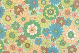 Japanese Fabric In the 70s Flowers - D - 50cm