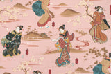 Japanese Fabric Utagawa Kuniyoshi Sumidagawa no Asagiri - pink - 50cm