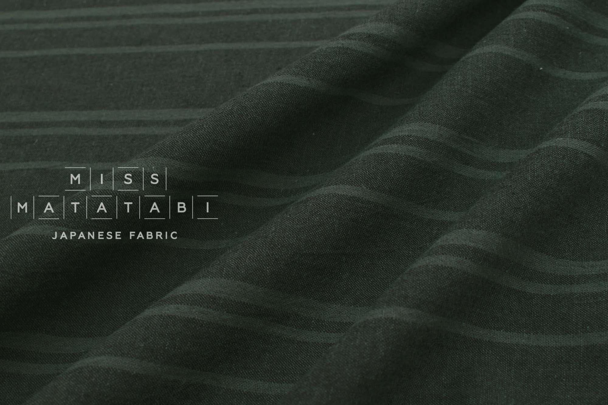 DEADSTOCK Japanese Fabric Yarn Dyed Linen Blend - green grey - 50cm