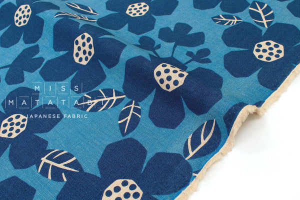 DEADSTOCK Japanese Fabric Mattina Di Vacanza Mona Floral - blue - 50cm