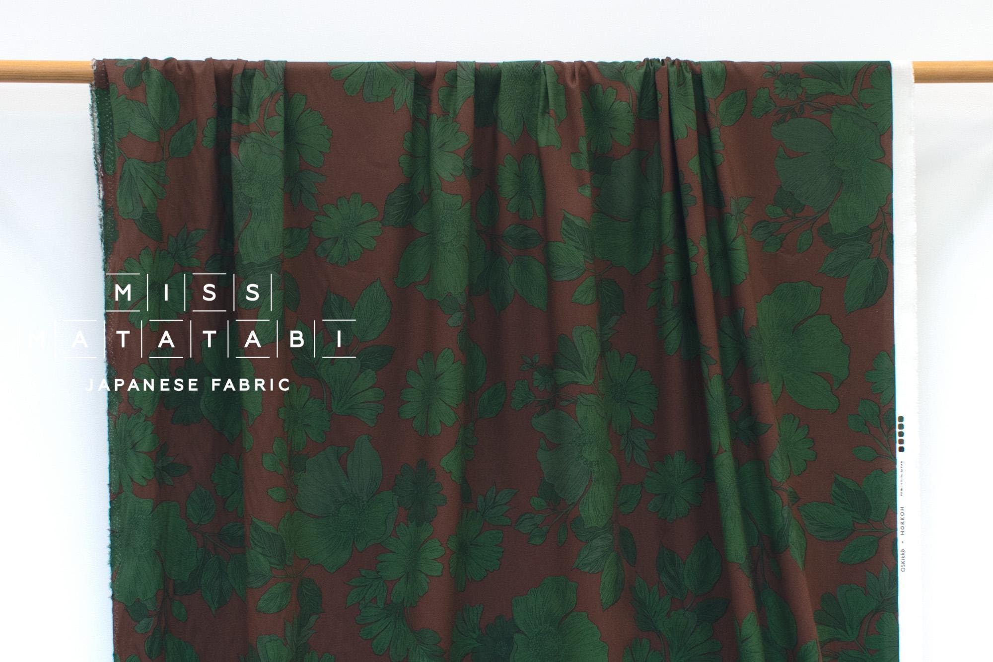 DEADSTOCK Japanese Fabric Henrietta - chocolate, green - 50cm