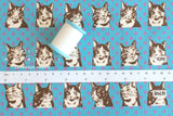 Japanese Fabric Mr Whiskers - blue - 50cm