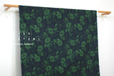 Japanese Fabric Floral Cotton Rayon Wool Blend - blue, green - 50cm