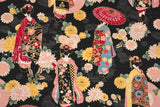 Japanese Fabric Geisha Slub Cotton - black - 50cm