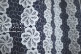 DEADSTOCK Japanese Fabric Cotton Ripple Like Embroidery - navy blue, white - 50cm