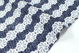 DEADSTOCK Japanese Fabric Cotton Ripple Like Embroidery - navy blue, white - 50cm