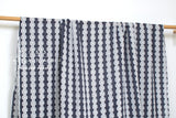 DEADSTOCK Japanese Fabric Cotton Ripple Like Embroidery - navy blue, white - 50cm